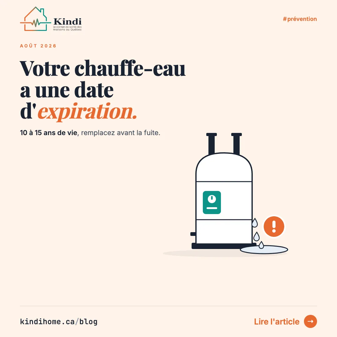 Carte Kindi sur la durée de vie et le remplacement du chauffe-eau au Québec.