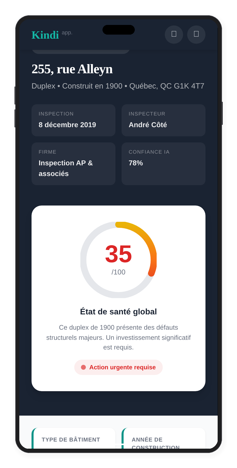 Kindi sur iPhone — Score global mobile