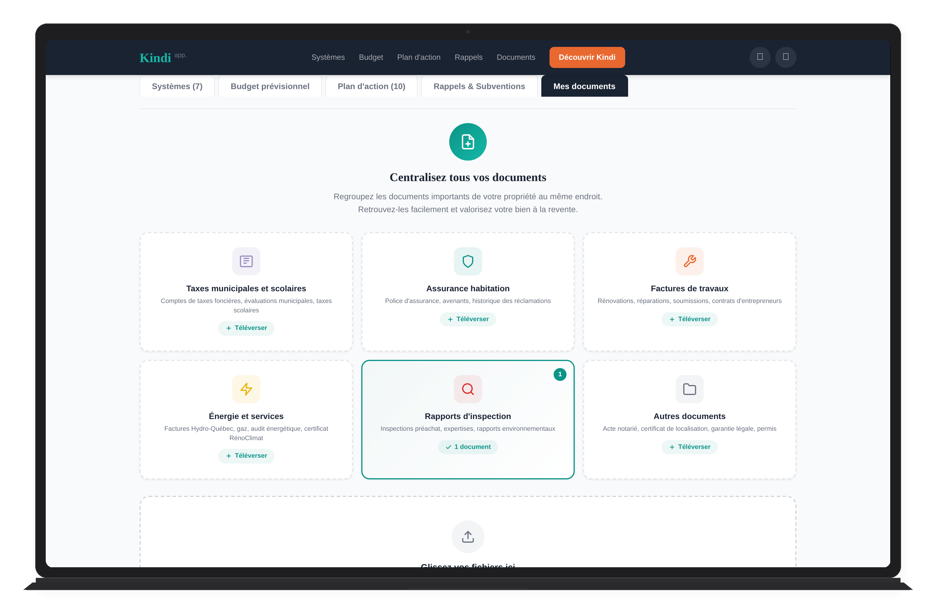 Kindi sur MacBook — Centralisation de documents